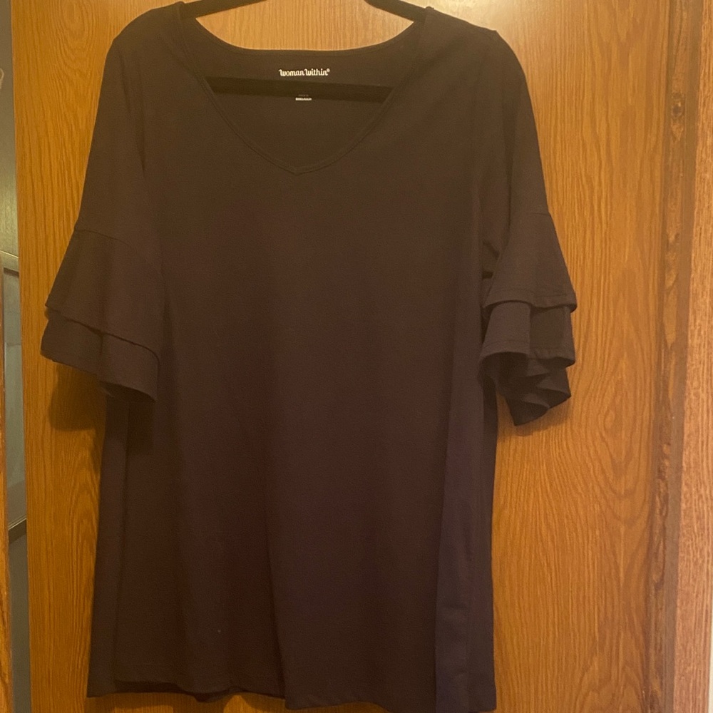 Black Ruffle Sleeve Blouse